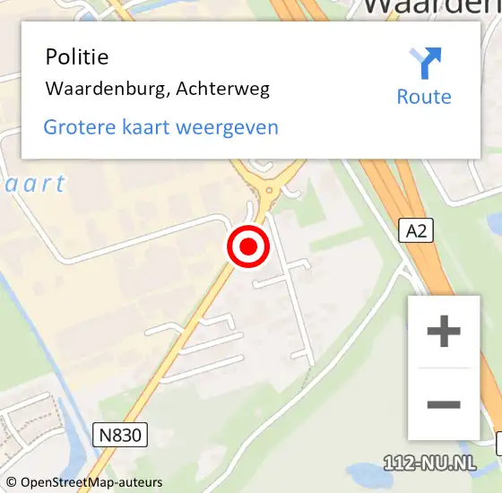 Locatie op kaart van de 112 melding: Politie Waardenburg, Achterweg op 26 juni 2021 12:46