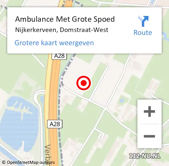 Locatie op kaart van de 112 melding: Ambulance Met Grote Spoed Naar Nijkerkerveen, Domstraat-West op 26 juni 2021 12:51