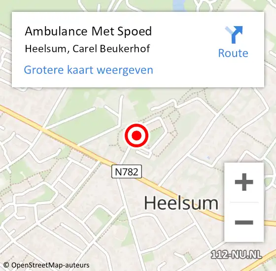 Locatie op kaart van de 112 melding: Ambulance Met Spoed Naar Heelsum, Carel Beukerhof op 26 juni 2021 12:57