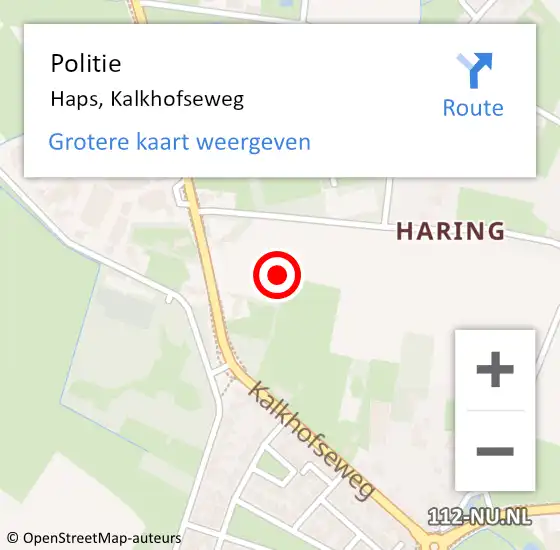 Locatie op kaart van de 112 melding: Politie Haps, Kalkhofseweg op 26 juni 2021 13:06