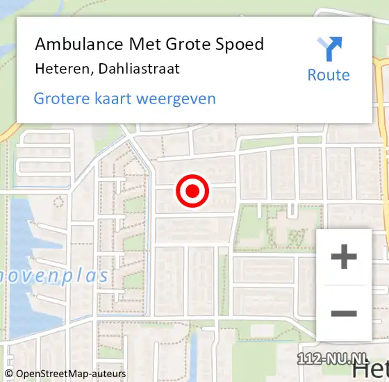 Locatie op kaart van de 112 melding: Ambulance Met Grote Spoed Naar Heteren, Dahliastraat op 26 juni 2021 13:06