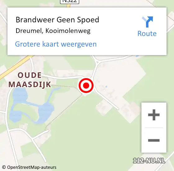 Locatie op kaart van de 112 melding: Brandweer Geen Spoed Naar Dreumel, Kooimolenweg op 26 juni 2021 13:31