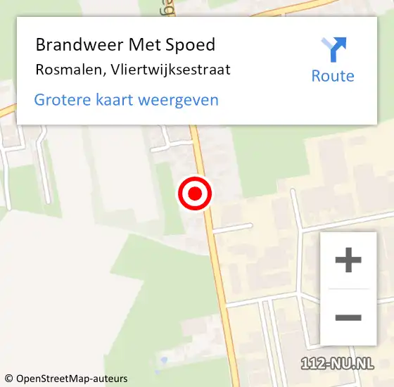 Locatie op kaart van de 112 melding: Brandweer Met Spoed Naar Rosmalen, Vliertwijksestraat op 26 juni 2021 13:48