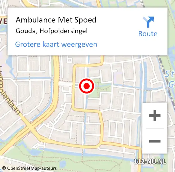 Locatie op kaart van de 112 melding: Ambulance Met Spoed Naar Gouda, Hofpoldersingel op 26 juni 2021 14:00