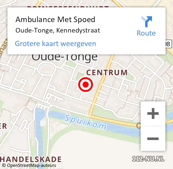 Locatie op kaart van de 112 melding: Ambulance Met Spoed Naar Oude-Tonge, Kennedystraat op 26 juni 2021 14:08