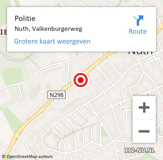 Locatie op kaart van de 112 melding: Politie Nuth, Valkenburgerweg op 26 juni 2021 14:22