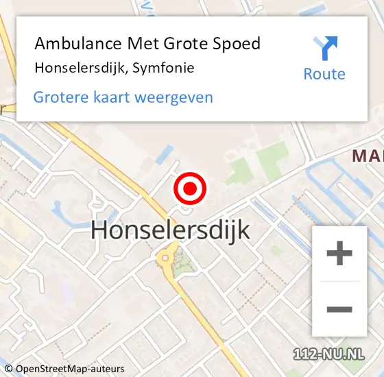 Locatie op kaart van de 112 melding: Ambulance Met Grote Spoed Naar Honselersdijk, Symfonie op 26 juni 2021 14:54