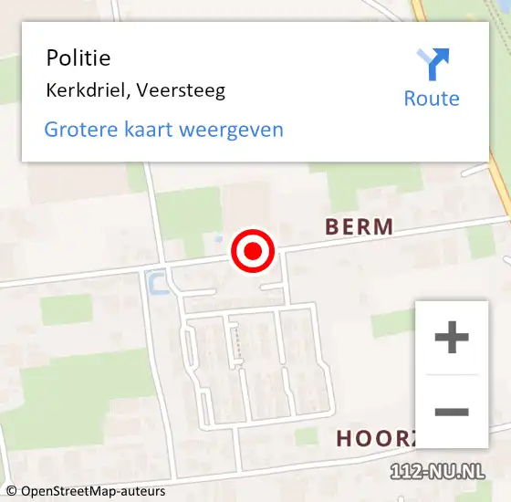 Locatie op kaart van de 112 melding: Politie Kerkdriel, Veersteeg op 26 juni 2021 15:04