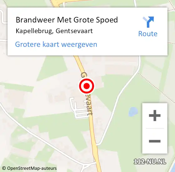 Locatie op kaart van de 112 melding: Brandweer Met Grote Spoed Naar Kapellebrug, Gentsevaart op 26 juni 2021 15:08