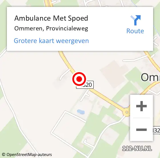 Locatie op kaart van de 112 melding: Ambulance Met Spoed Naar Ommeren, Provincialeweg op 14 juni 2014 12:39