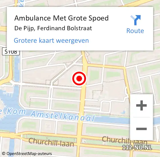 Locatie op kaart van de 112 melding: Ambulance Met Grote Spoed Naar De Pijp, Ferdinand Bolstraat op 5 oktober 2013 03:03