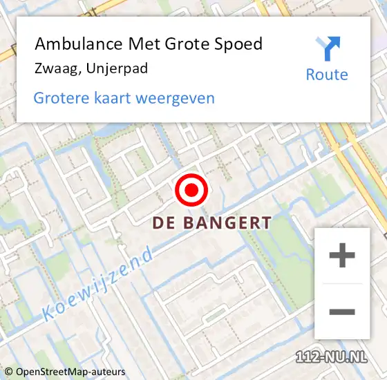 Locatie op kaart van de 112 melding: Ambulance Met Grote Spoed Naar Zwaag, Unjerpad op 26 juni 2021 15:25