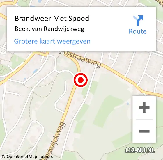 Locatie op kaart van de 112 melding: Brandweer Met Spoed Naar Beek, van Randwijckweg op 26 juni 2021 15:27