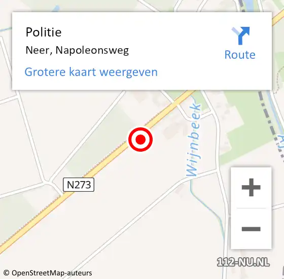 Locatie op kaart van de 112 melding: Politie Neer, Napoleonsweg op 26 juni 2021 15:33