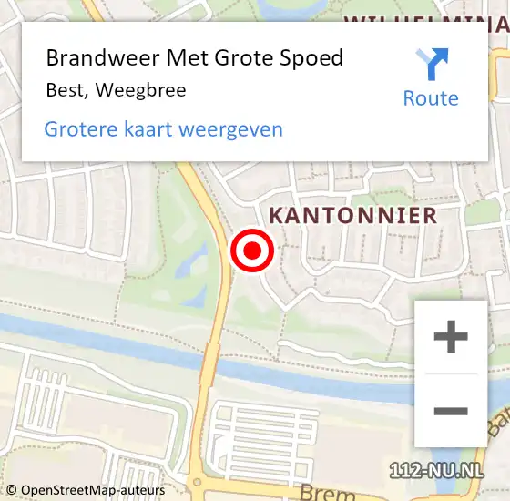 Locatie op kaart van de 112 melding: Brandweer Met Grote Spoed Naar Best, Weegbree op 26 juni 2021 16:07