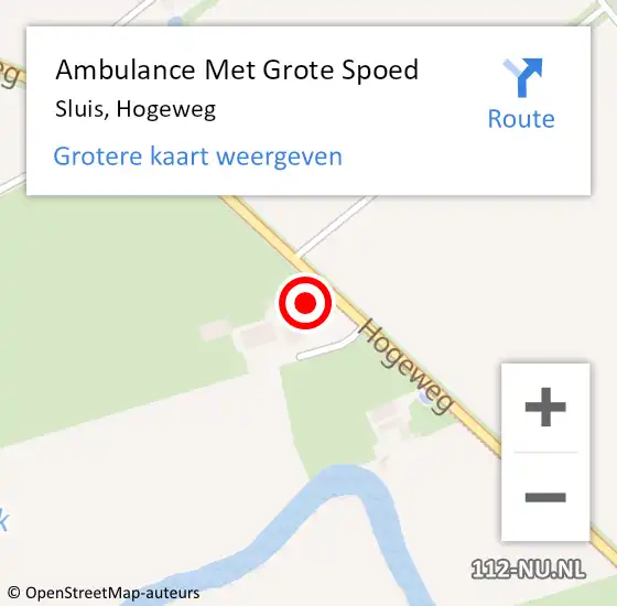 Locatie op kaart van de 112 melding: Ambulance Met Grote Spoed Naar Sluis, Hogeweg op 26 juni 2021 16:18