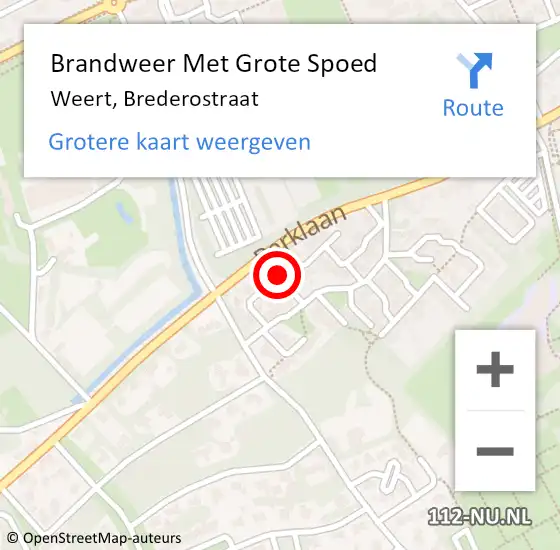 Locatie op kaart van de 112 melding: Brandweer Met Grote Spoed Naar Weert, Brederostraat op 26 juni 2021 16:25