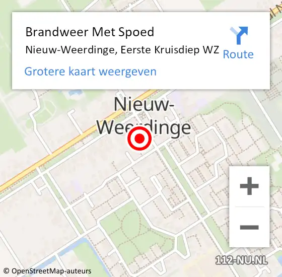 Locatie op kaart van de 112 melding: Brandweer Met Spoed Naar Nieuw-Weerdinge, Eerste Kruisdiep WZ op 26 juni 2021 17:02