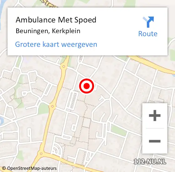 Locatie op kaart van de 112 melding: Ambulance Met Spoed Naar Beuningen, Kerkplein op 26 juni 2021 17:06