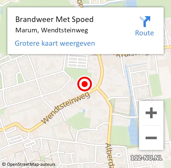 Locatie op kaart van de 112 melding: Brandweer Met Spoed Naar Marum, Wendtsteinweg op 26 juni 2021 17:08