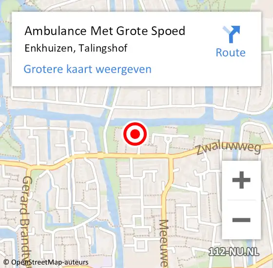 Locatie op kaart van de 112 melding: Ambulance Met Grote Spoed Naar Enkhuizen, Talingshof op 26 juni 2021 17:15