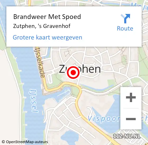 Locatie op kaart van de 112 melding: Brandweer Met Spoed Naar Zutphen, 's Gravenhof op 26 juni 2021 17:26