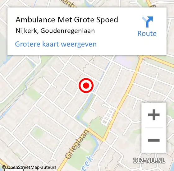 Locatie op kaart van de 112 melding: Ambulance Met Grote Spoed Naar Nijkerk, Goudenregenlaan op 26 juni 2021 17:30