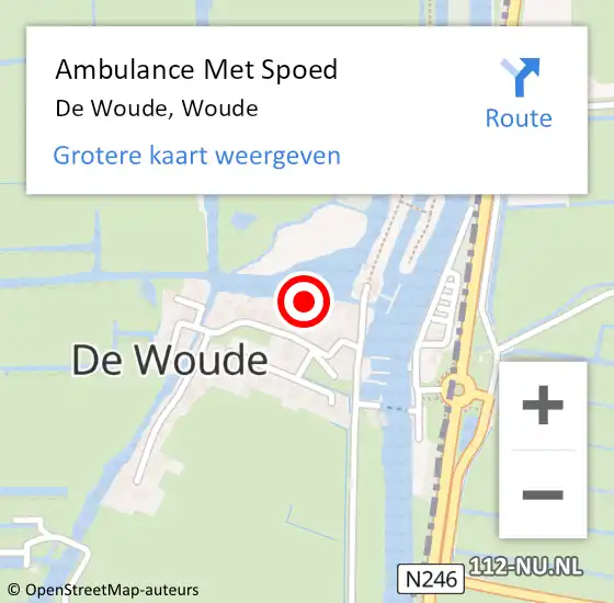 Locatie op kaart van de 112 melding: Ambulance Met Spoed Naar De Woude, Woude op 26 juni 2021 17:55