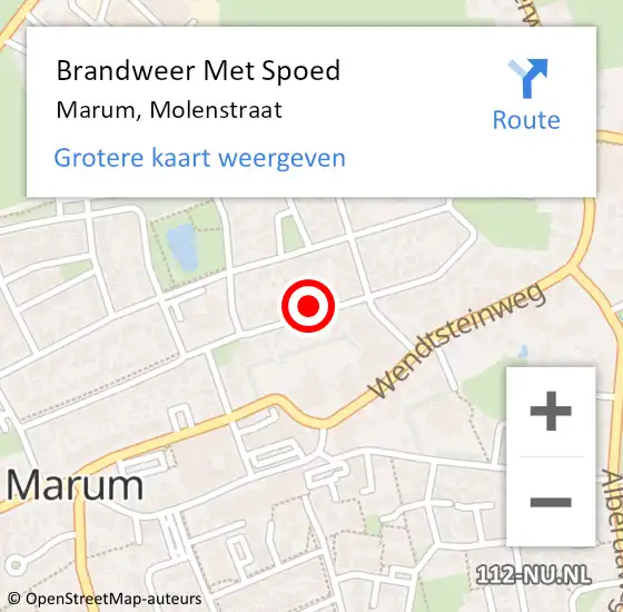 Locatie op kaart van de 112 melding: Brandweer Met Spoed Naar Marum, Molenstraat op 26 juni 2021 18:23