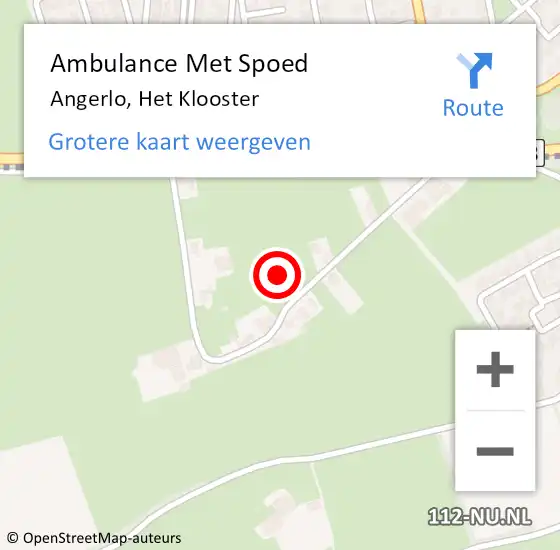 Locatie op kaart van de 112 melding: Ambulance Met Spoed Naar Angerlo, Het Klooster op 26 juni 2021 18:34