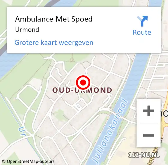 Locatie op kaart van de 112 melding: Ambulance Met Spoed Naar Urmond op 26 juni 2021 18:43