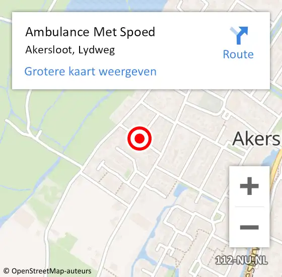 Locatie op kaart van de 112 melding: Ambulance Met Spoed Naar Akersloot, Lydweg op 26 juni 2021 19:18