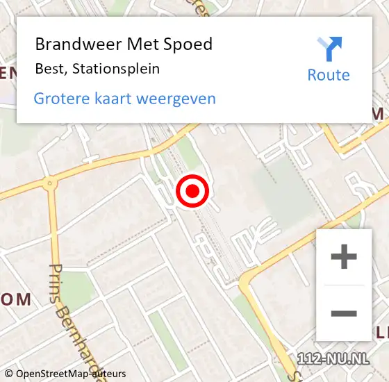 Locatie op kaart van de 112 melding: Brandweer Met Spoed Naar Best, Stationsplein op 26 juni 2021 19:28