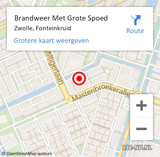 Locatie op kaart van de 112 melding: Brandweer Met Grote Spoed Naar Zwolle, Fonteinkruid op 26 juni 2021 19:51