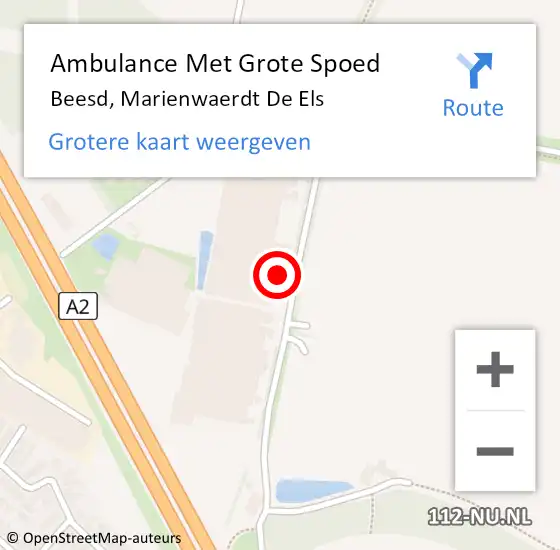 Locatie op kaart van de 112 melding: Ambulance Met Grote Spoed Naar Beesd, Marienwaerdt De Els op 26 juni 2021 20:22