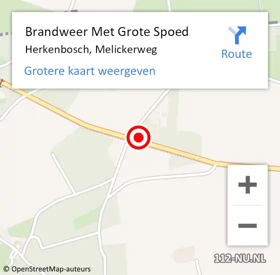 Locatie op kaart van de 112 melding: Brandweer Met Grote Spoed Naar Herkenbosch, Melickerweg op 26 juni 2021 20:35