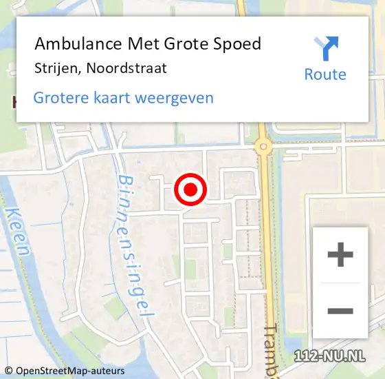 Locatie op kaart van de 112 melding: Ambulance Met Grote Spoed Naar Strijen, Noordstraat op 26 juni 2021 20:45