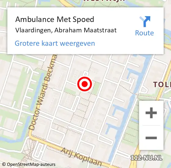 Locatie op kaart van de 112 melding: Ambulance Met Spoed Naar Vlaardingen, Abraham Maatstraat op 26 juni 2021 21:04