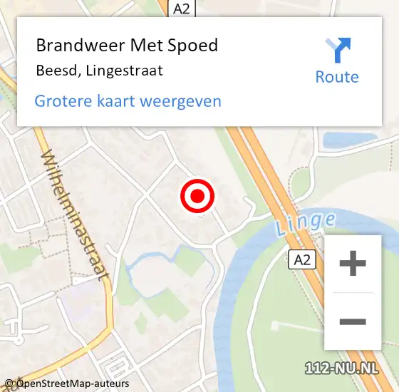 Locatie op kaart van de 112 melding: Brandweer Met Spoed Naar Beesd, Lingestraat op 26 juni 2021 21:14