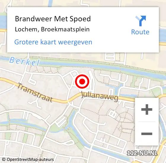 Locatie op kaart van de 112 melding: Brandweer Met Spoed Naar Lochem, Broekmaatsplein op 26 juni 2021 21:22