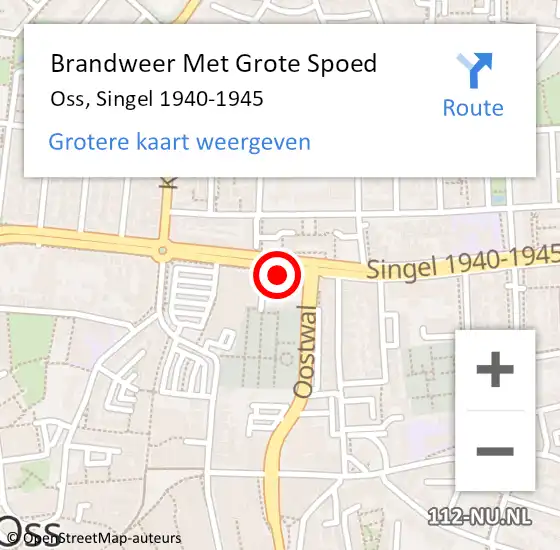 Locatie op kaart van de 112 melding: Brandweer Met Grote Spoed Naar Oss, Singel 1940-1945 op 26 juni 2021 21:34