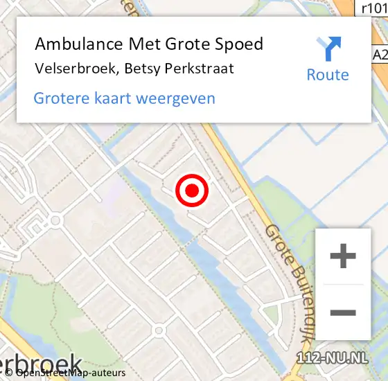 Locatie op kaart van de 112 melding: Ambulance Met Grote Spoed Naar Velserbroek, Betsy Perkstraat op 26 juni 2021 21:44