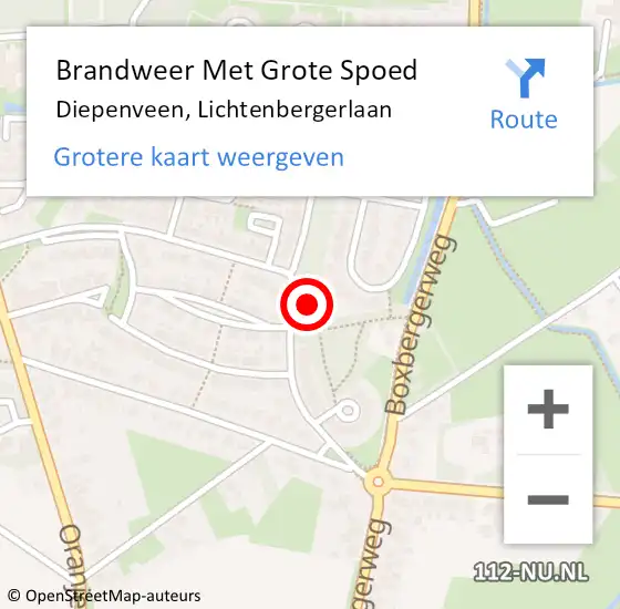 Locatie op kaart van de 112 melding: Brandweer Met Grote Spoed Naar Diepenveen, Lichtenbergerlaan op 26 juni 2021 22:15