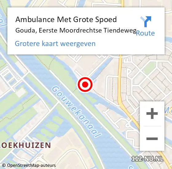 Locatie op kaart van de 112 melding: Ambulance Met Grote Spoed Naar Gouda, Eerste Moordrechtse Tiendeweg op 26 juni 2021 23:01