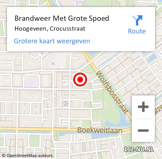 Locatie op kaart van de 112 melding: Brandweer Met Grote Spoed Naar Hoogeveen, Crocusstraat op 26 juni 2021 23:06