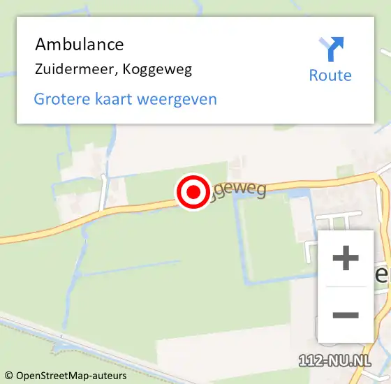 Locatie op kaart van de 112 melding: Ambulance Zuidermeer, Koggeweg op 26 juni 2021 23:14