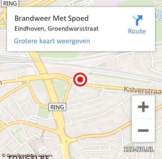 Locatie op kaart van de 112 melding: Brandweer Met Spoed Naar Eindhoven, Groendwarsstraat op 26 juni 2021 23:37