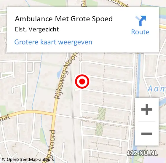 Locatie op kaart van de 112 melding: Ambulance Met Grote Spoed Naar Elst, Vergezicht op 26 juni 2021 23:41