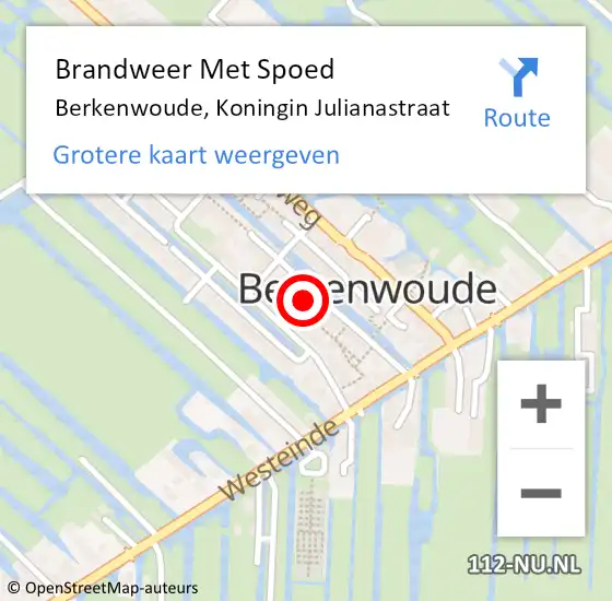 Locatie op kaart van de 112 melding: Brandweer Met Spoed Naar Berkenwoude, Koningin Julianastraat op 26 juni 2021 23:41