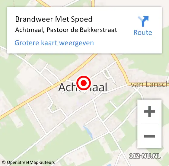 Locatie op kaart van de 112 melding: Brandweer Met Spoed Naar Achtmaal, Pastoor de Bakkerstraat op 27 juni 2021 00:13